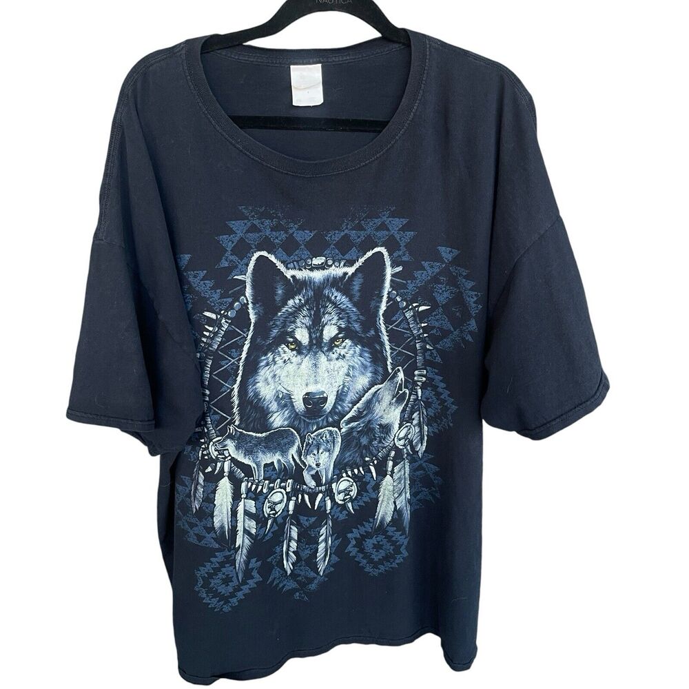 Fruit of the Loom‎ Shirt Mens 3X Wolf Cotton Animal Dreamcatcher Nature Aztec